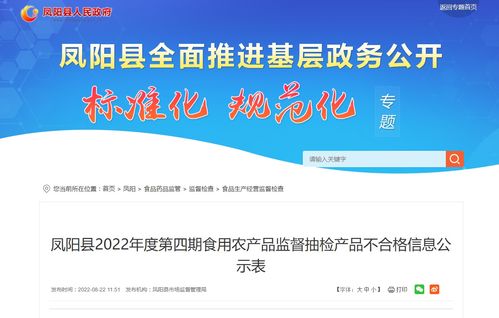 滁州市鳳陽縣2022年第四期食用農(nóng)產(chǎn)品抽檢結(jié)果 不合格信息公示與消費提示